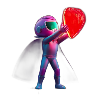Emoji 3D animé Super-héros cœur