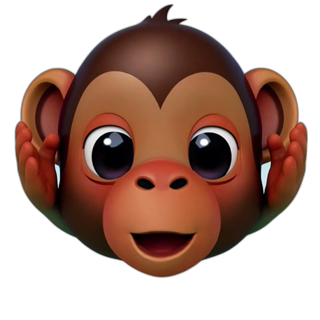 Emoji 3D animé Singe curieux