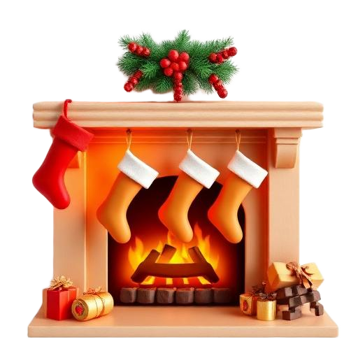 Emoji 3D animé Cheminée de Noël