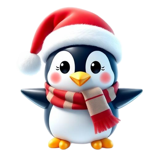 Emoji 3D animé Pingouin de Noël