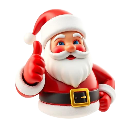 Emoji 3D animé Père Noël pouce en l'air
